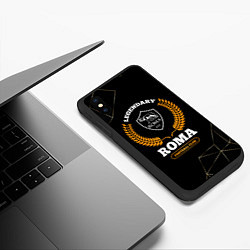 Чехол iPhone XS Max матовый Лого Roma и надпись legendary football club на тем, цвет: 3D-черный — фото 2