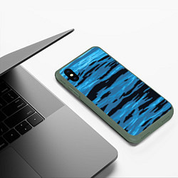 Чехол iPhone XS Max матовый Волны Камуфляж, цвет: 3D-темно-зеленый — фото 2