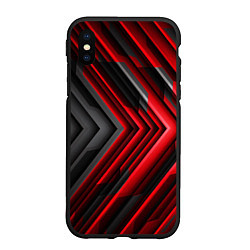 Чехол iPhone XS Max матовый Чёрно-красный паркет графика, цвет: 3D-черный