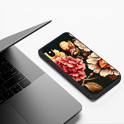 Чехол iPhone XS Max матовый Цветы в стиле рококо, цвет: 3D-черный — фото 2