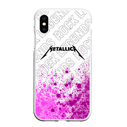 Чехол iPhone XS Max матовый Metallica rock legends: символ сверху, цвет: 3D-белый