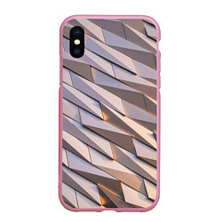 Чехол iPhone XS Max матовый Металлическая брoня, цвет: 3D-розовый