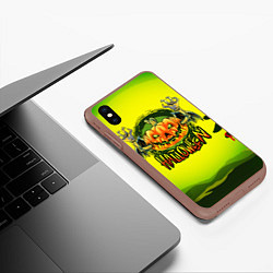 Чехол iPhone XS Max матовый Тыква - зомби хэллоуин, цвет: 3D-коричневый — фото 2