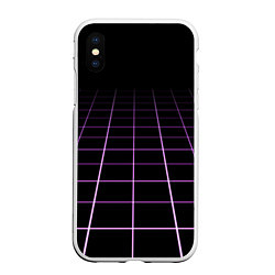 Чехол iPhone XS Max матовый Неоновая сетка - оптическая иллюзия, цвет: 3D-белый