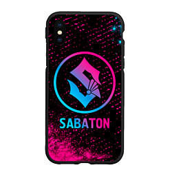 Чехол iPhone XS Max матовый Sabaton - neon gradient, цвет: 3D-черный