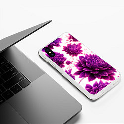 Чехол iPhone XS Max матовый Яркие цветочные бутоны, цвет: 3D-белый — фото 2