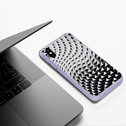 Чехол iPhone XS Max матовый Металлическая абстрактная броня, цвет: 3D-светло-сиреневый — фото 2
