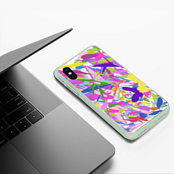 Чехол iPhone XS Max матовый Сочные краски лета и бабочки, цвет: 3D-салатовый — фото 2