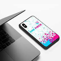 Чехол iPhone XS Max матовый One Piece neon gradient style: символ сверху, цвет: 3D-черный — фото 2