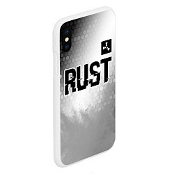 Чехол iPhone XS Max матовый Rust glitch на светлом фоне: символ сверху, цвет: 3D-белый — фото 2