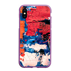 Чехол iPhone XS Max матовый Текстура из красок, цвет: 3D-фиолетовый