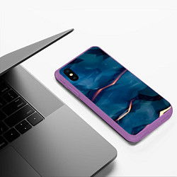 Чехол iPhone XS Max матовый Броня из магического синего камня, цвет: 3D-фиолетовый — фото 2