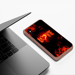 Чехол iPhone XS Max матовый Fire love, цвет: 3D-коричневый — фото 2