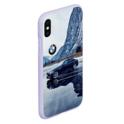 Чехол iPhone XS Max матовый БМВ у горного озера, цвет: 3D-светло-сиреневый — фото 2