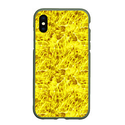 Чехол iPhone XS Max матовый Жёлтый лёд - текстура, цвет: 3D-темно-зеленый