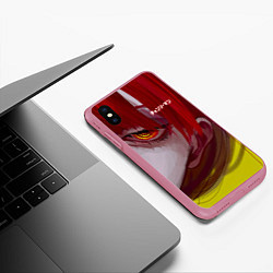 Чехол iPhone XS Max матовый Человек-бензопила взгляд Макимы, цвет: 3D-малиновый — фото 2