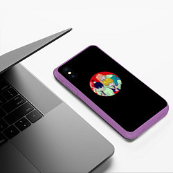 Чехол iPhone XS Max матовый Человек-бензопила Дэндзи, Пауэр и Аки, цвет: 3D-фиолетовый — фото 2