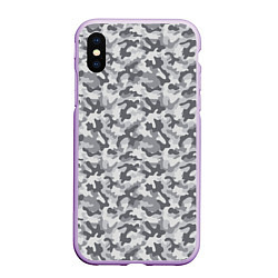 Чехол iPhone XS Max матовый Камуфляж М-21 серый, цвет: 3D-сиреневый