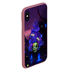 Чехол iPhone XS Max матовый Мертвая русалка, цвет: 3D-малиновый — фото 2