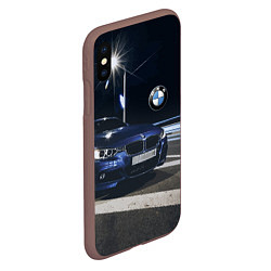 Чехол iPhone XS Max матовый BMW на ночной трассе, цвет: 3D-коричневый — фото 2