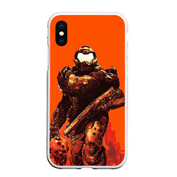 Чехол iPhone XS Max матовый Думгай с головой - Doom, цвет: 3D-белый