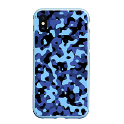 Чехол iPhone XS Max матовый Камуфляж Sky Blue, цвет: 3D-голубой