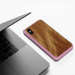 Чехол iPhone XS Max матовый Деревянная текстура, цвет: 3D-розовый — фото 2