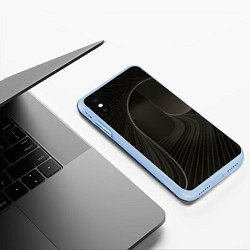 Чехол iPhone XS Max матовый Чёрная спираль, цвет: 3D-голубой — фото 2