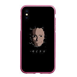 Чехол iPhone XS Max матовый One-Punch Man, цвет: 3D-малиновый