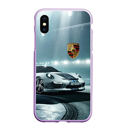 Чехол iPhone XS Max матовый Porsche - racing route - motorsport, цвет: 3D-сиреневый