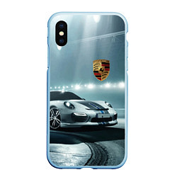 Чехол iPhone XS Max матовый Porsche - racing route - motorsport, цвет: 3D-голубой