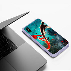 Чехол iPhone XS Max матовый Голубой туман и брызки красок, цвет: 3D-светло-сиреневый — фото 2