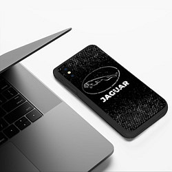 Чехол iPhone XS Max матовый Jaguar с потертостями на темном фоне, цвет: 3D-черный — фото 2