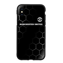 Чехол iPhone XS Max матовый Manchester United sport на темном фоне: символ све, цвет: 3D-черный