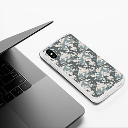 Чехол iPhone XS Max матовый Камуфляж серый пиксель, цвет: 3D-белый — фото 2