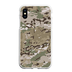 Чехол iPhone XS Max матовый Камуфляж Multicam, цвет: 3D-белый