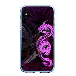 Чехол iPhone XS Max матовый Неоновый дракон purple dragon