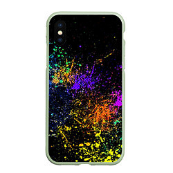 Чехол iPhone XS Max матовый Абстрактные брызги краски, цвет: 3D-салатовый