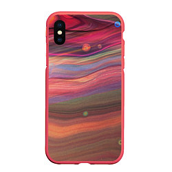 Чехол iPhone XS Max матовый Розово-оранжевый абстрактный песок, цвет: 3D-красный