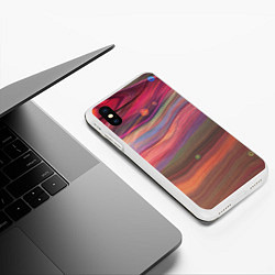 Чехол iPhone XS Max матовый Розово-оранжевый абстрактный песок, цвет: 3D-белый — фото 2