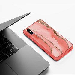Чехол iPhone XS Max матовый Розовое золото акварель, цвет: 3D-красный — фото 2