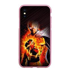 Чехол iPhone XS Max матовый One Punch-Man-красный кулак, цвет: 3D-розовый