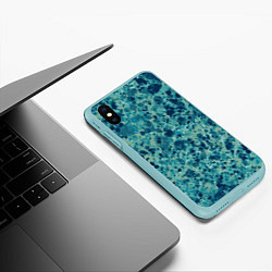Чехол iPhone XS Max матовый Абстракция Милитари синий, цвет: 3D-мятный — фото 2