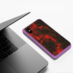 Чехол iPhone XS Max матовый Лава - текстура, цвет: 3D-фиолетовый — фото 2