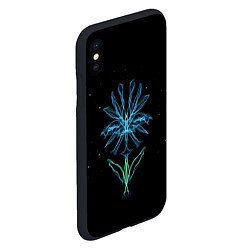 Чехол iPhone XS Max матовый Неоновый цветок на черном фоне, цвет: 3D-черный — фото 2