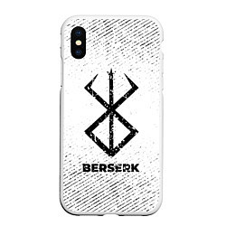 Чехол iPhone XS Max матовый Berserk с потертостями на светлом фоне, цвет: 3D-белый