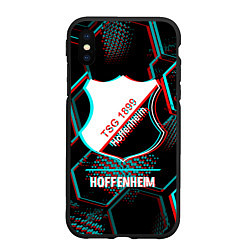 Чехол iPhone XS Max матовый Hoffenheim FC в стиле glitch на темном фоне, цвет: 3D-черный