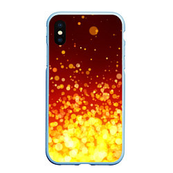 Чехол iPhone XS Max матовый Огненные блёстки, цвет: 3D-голубой