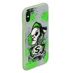 Чехол iPhone XS Max матовый Slipknot скелет green, цвет: 3D-салатовый — фото 2