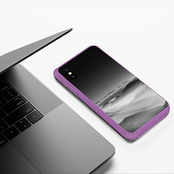 Чехол iPhone XS Max матовый Туманные горы, цвет: 3D-фиолетовый — фото 2